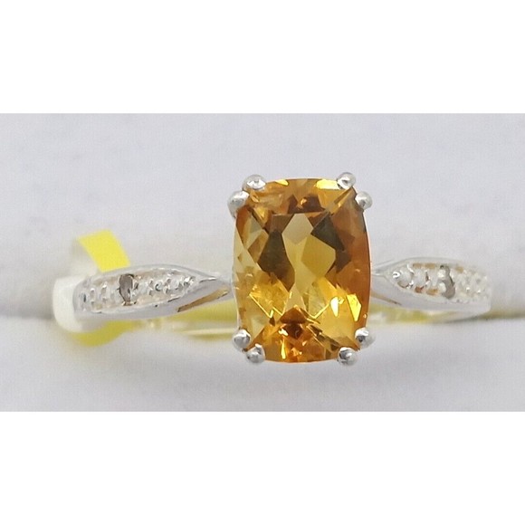 Chuck Clemency Yellow Citrine Gemstone Ring Solitaire Sterling Silver 925 Size 7 - Picture 8 of 16
